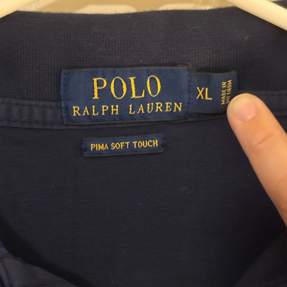 Ralph Lauren Men's Pima Soft Touch Polo Shirt in Navy Blue - Size XL - Picture 3 of 4